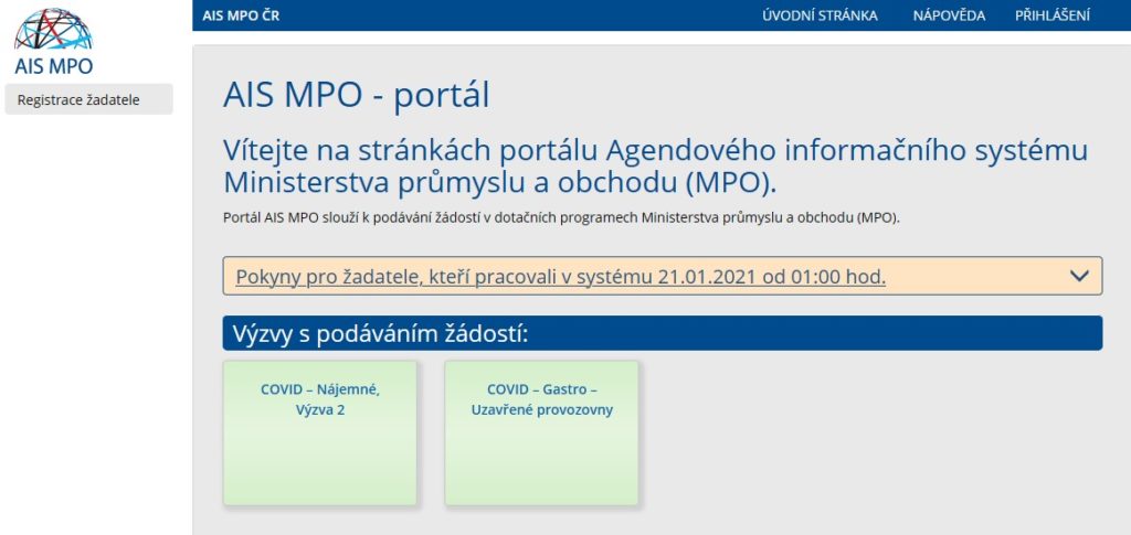 MPO nabídka na vyplnění žádostí pro program Covid Gastro